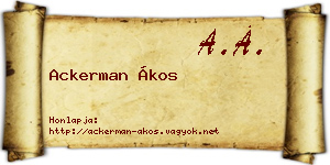 Ackerman Ákos névjegykártya